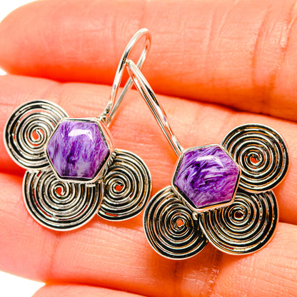 Charoite Earrings handcrafted by Ana Silver Co - EARR425361