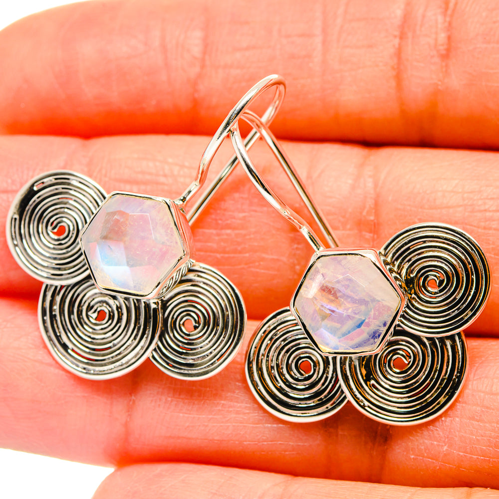 Rainbow Moonstone Earrings handcrafted by Ana Silver Co - EARR425362
