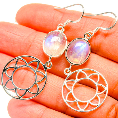 Rainbow Moonstone Earrings handcrafted by Ana Silver Co - EARR425369