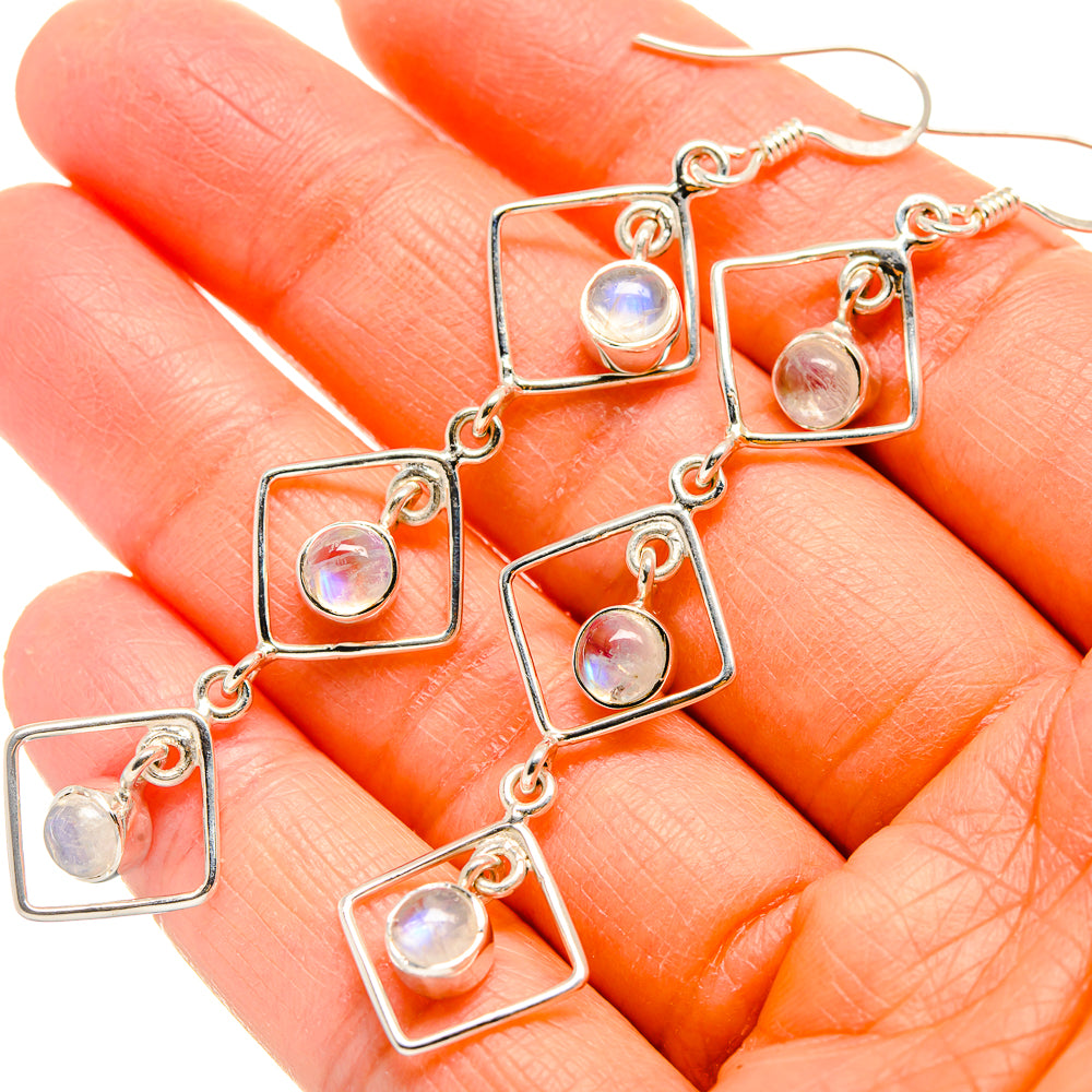 Rainbow Moonstone Earrings handcrafted by Ana Silver Co - EARR425378