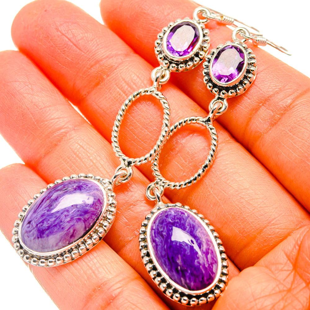 Charoite Earrings handcrafted by Ana Silver Co - EARR425379