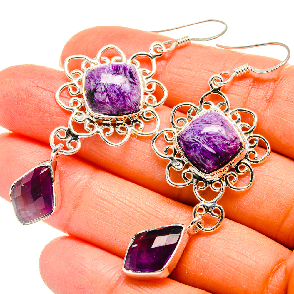 Charoite Earrings handcrafted by Ana Silver Co - EARR425382