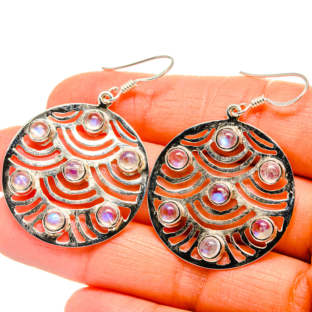 Rainbow Moonstone Earrings handcrafted by Ana Silver Co - EARR425383