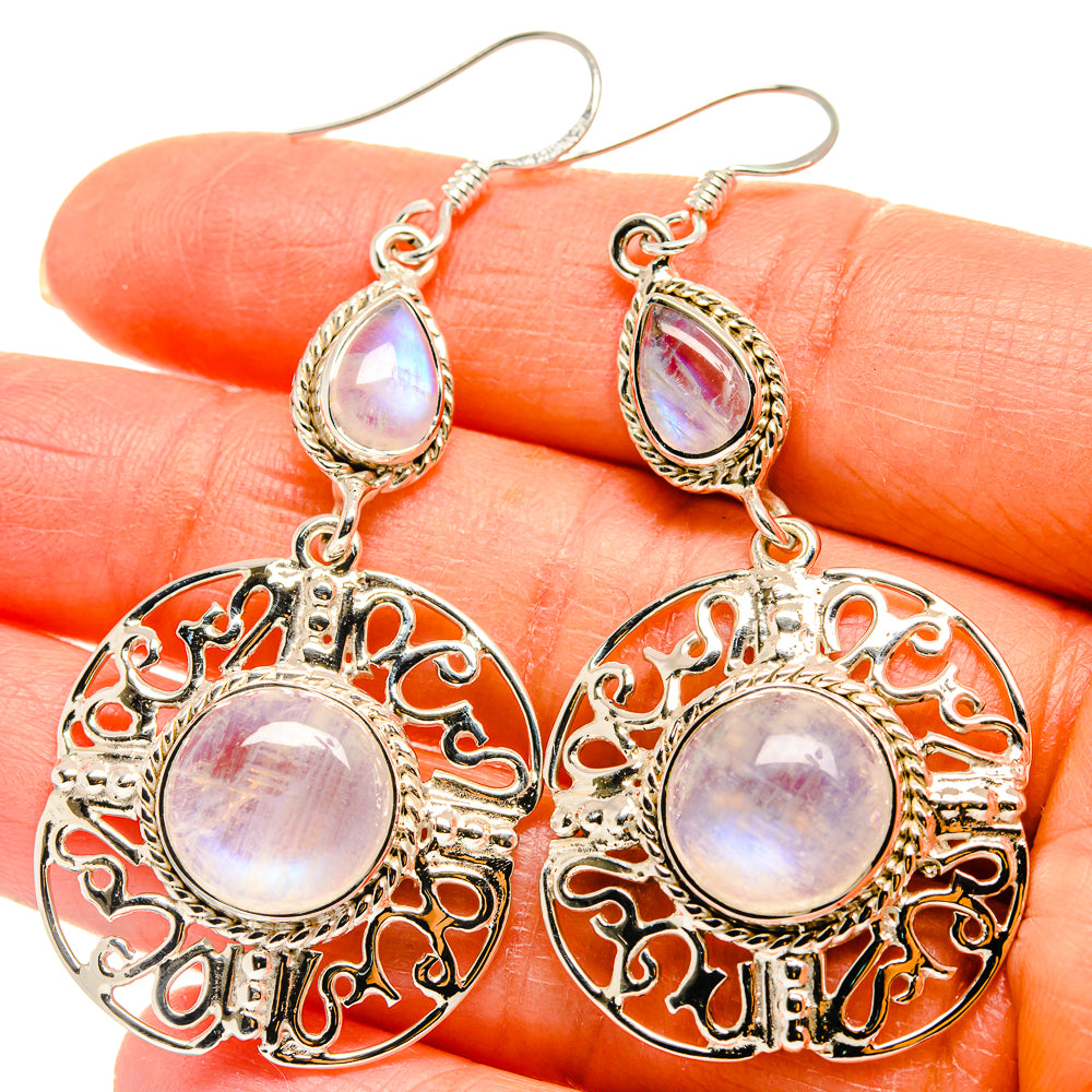 Rainbow Moonstone Earrings handcrafted by Ana Silver Co - EARR425387