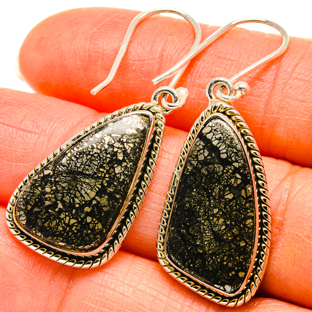 Pyrite Agate Earrings handcrafted by Ana Silver Co - EARR425393