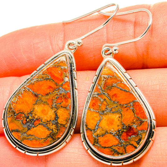 Orange Copper Composite Turquoise Earrings handcrafted by Ana Silver Co - EARR425394