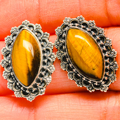 Tiger Eye Earrings handcrafted by Ana Silver Co - EARR425404