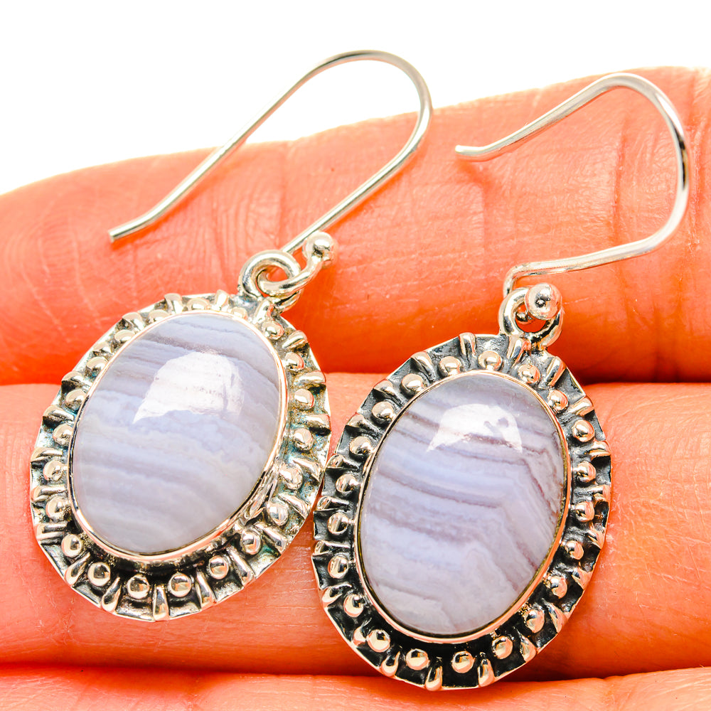 Blue Lace Agate Earrings handcrafted by Ana Silver Co - EARR425421