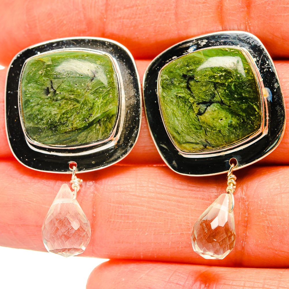 Serpentine Stone Earrings handcrafted by Ana Silver Co - EARR425424