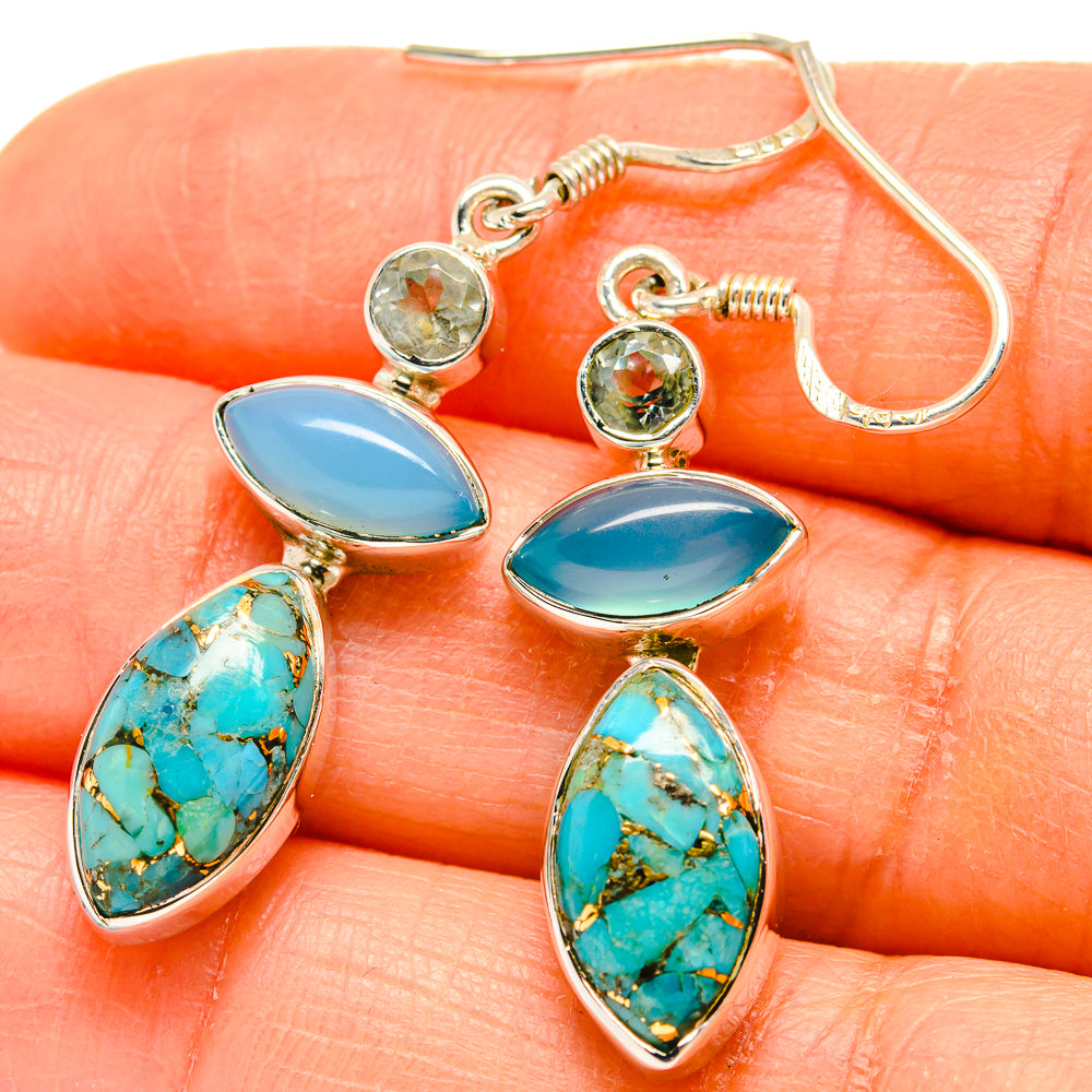 Blue Copper Composite Turquoise Earrings handcrafted by Ana Silver Co - EARR425425