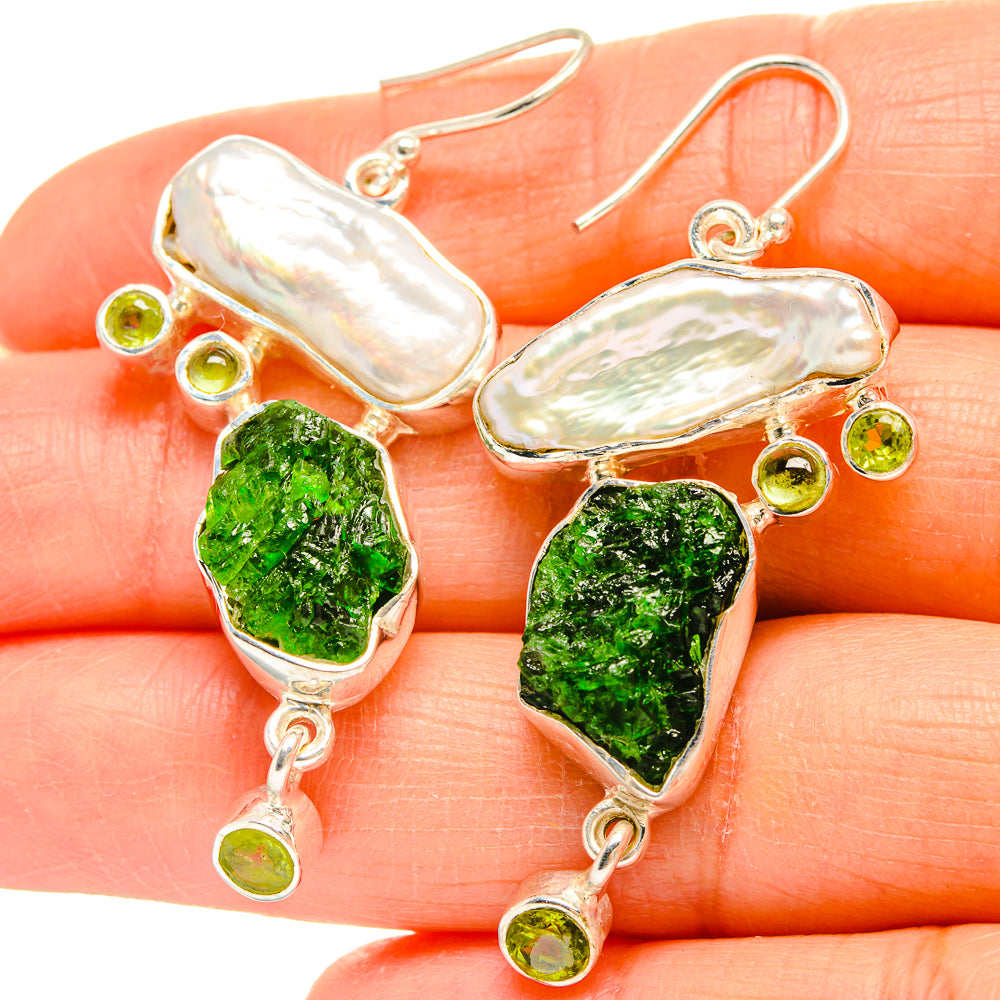 Chrome Diopside Earrings handcrafted by Ana Silver Co - EARR425431