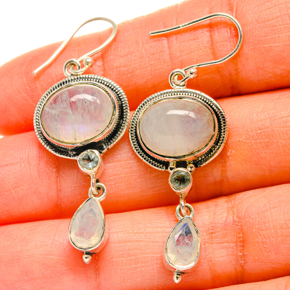 Rainbow Moonstone Earrings handcrafted by Ana Silver Co - EARR425435