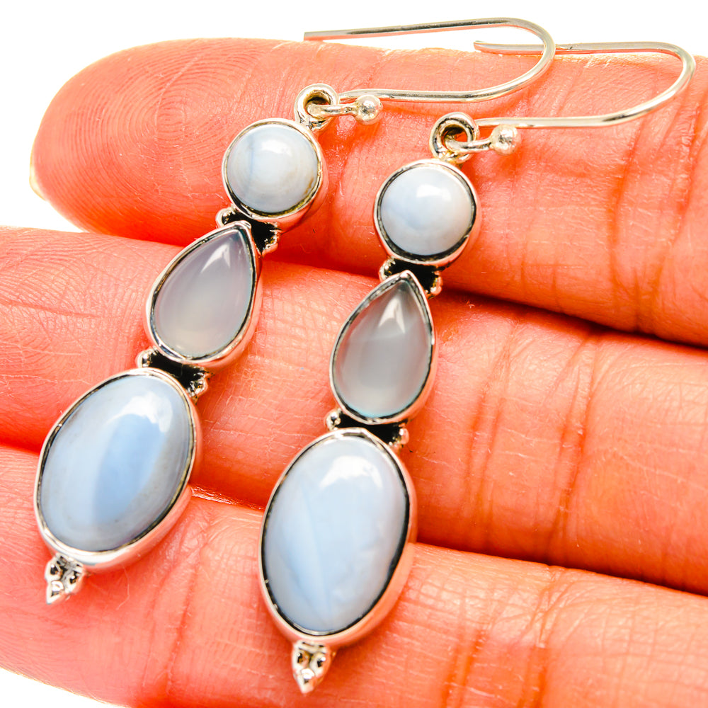 Owyhee Opal, Aqua Chalcedony Earrings handcrafted by Ana Silver Co - EARR425440