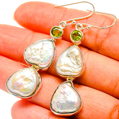 Mother Of Pearl, Peridot Earrings handcrafted by Ana Silver Co - EARR425459