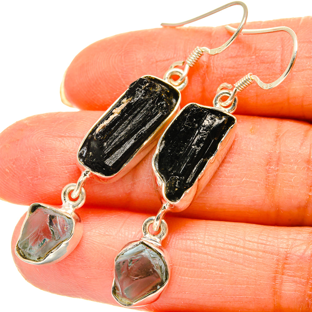 Tektite, Aquamarine Earrings handcrafted by Ana Silver Co - EARR425460