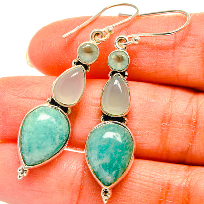 Amazonite, Aqua Chalcedony Earrings handcrafted by Ana Silver Co - EARR425466
