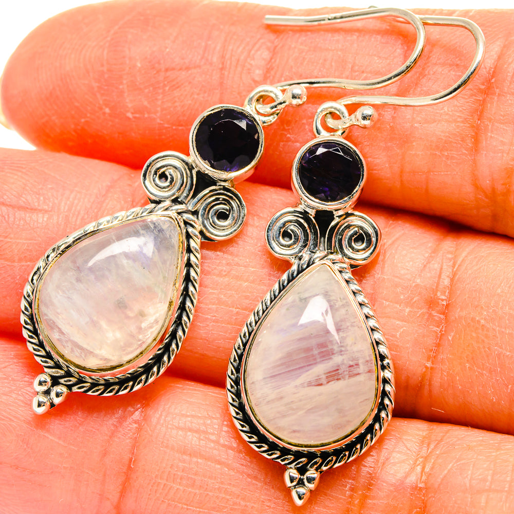 Rainbow Moonstone, Tanzanite Earrings handcrafted by Ana Silver Co - EARR425469