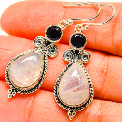 Rainbow Moonstone, Tanzanite Earrings handcrafted by Ana Silver Co - EARR425469