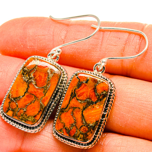 Orange Copper Composite Turquoise Earrings handcrafted by Ana Silver Co - EARR425475