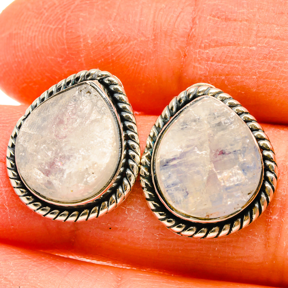 Rainbow Moonstone Earrings handcrafted by Ana Silver Co - EARR425478