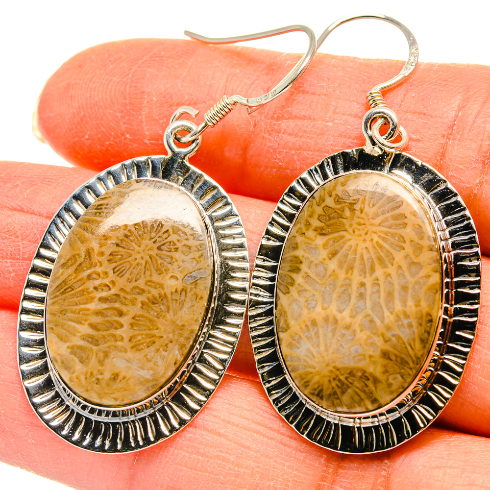 Fossil Coral Earrings handcrafted by Ana Silver Co - EARR425482