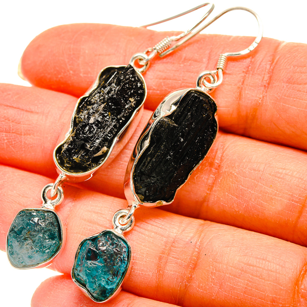 Tektite, Apatite Earrings handcrafted by Ana Silver Co - EARR425484