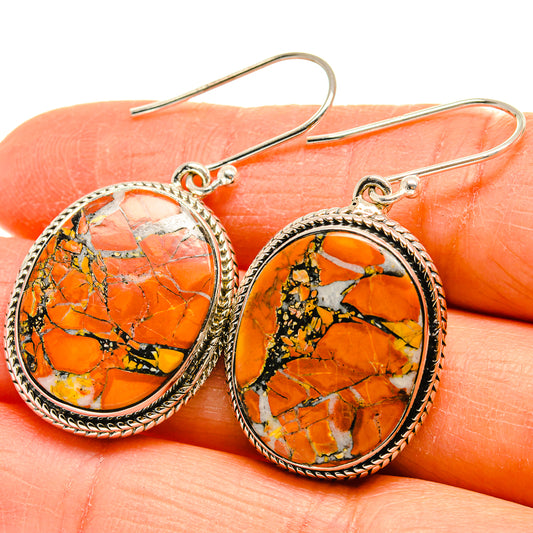 Orange Copper Composite Turquoise Earrings handcrafted by Ana Silver Co - EARR425487