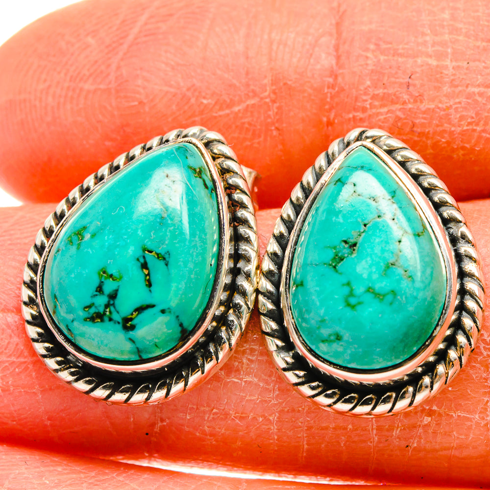 Tibetan Turquoise Earrings handcrafted by Ana Silver Co - EARR425491
