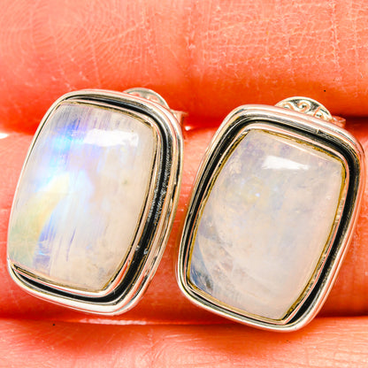 Rainbow Moonstone Earrings handcrafted by Ana Silver Co - EARR425495