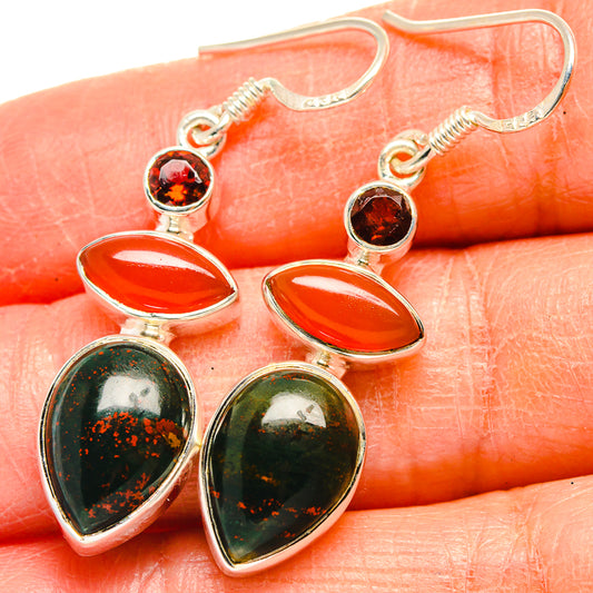 Bloodstone Earrings handcrafted by Ana Silver Co - EARR425497