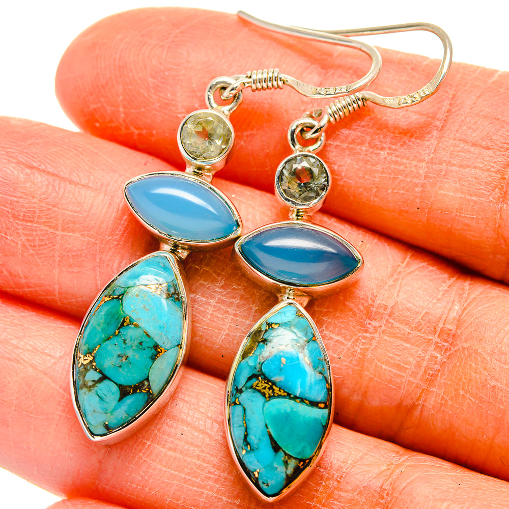 Blue Copper Composite Turquoise Earrings handcrafted by Ana Silver Co - EARR425504