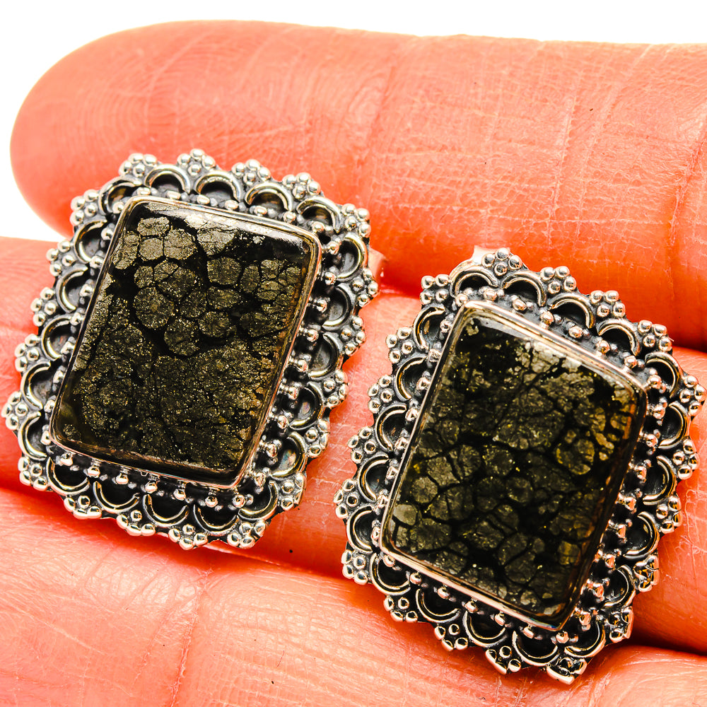 Pyrite Agate Earrings handcrafted by Ana Silver Co - EARR425507