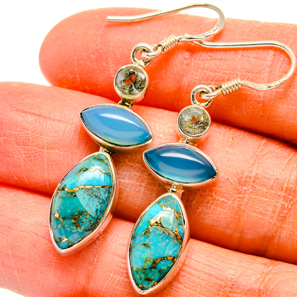 Blue Copper Composite Turquoise Earrings handcrafted by Ana Silver Co - EARR425509