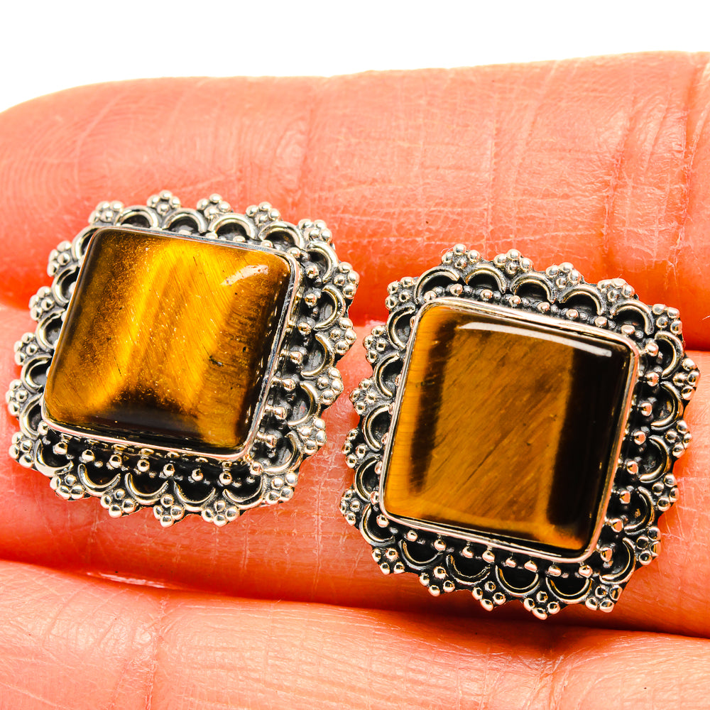 Tiger Eye Earrings handcrafted by Ana Silver Co - EARR425511