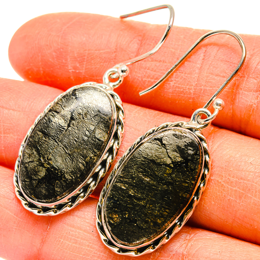 Pyrite Agate Earrings handcrafted by Ana Silver Co - EARR425512