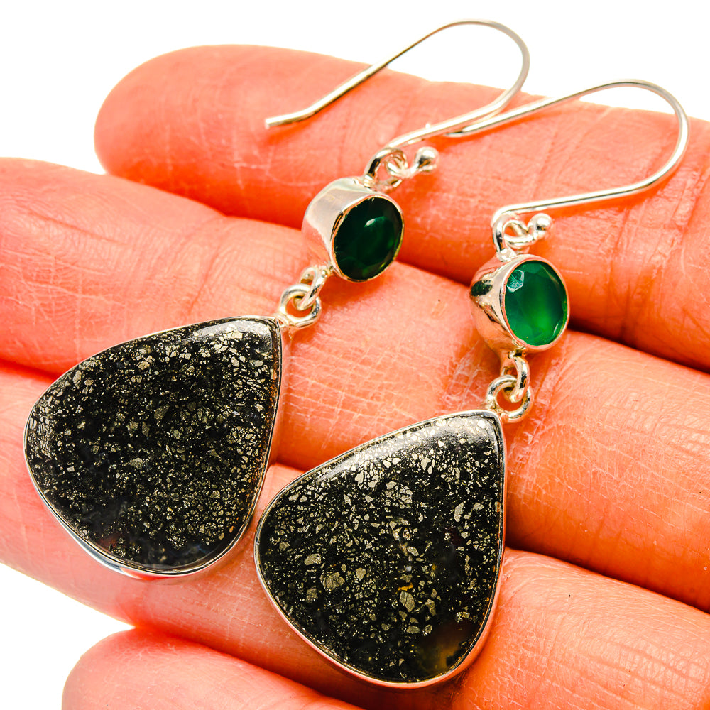 Pyrite Agate Earrings handcrafted by Ana Silver Co - EARR425513