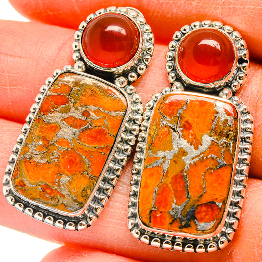 Orange Copper Composite Turquoise Earrings handcrafted by Ana Silver Co - EARR425514