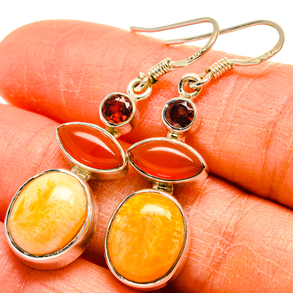 Yellow Agate Earrings handcrafted by Ana Silver Co - EARR425520