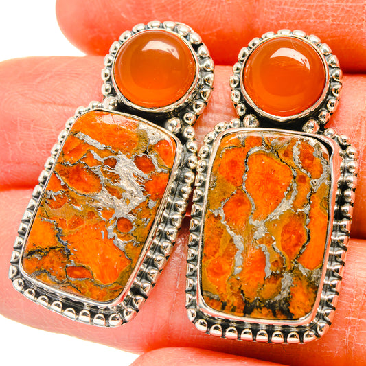 Orange Copper Composite Turquoise Earrings handcrafted by Ana Silver Co - EARR425528