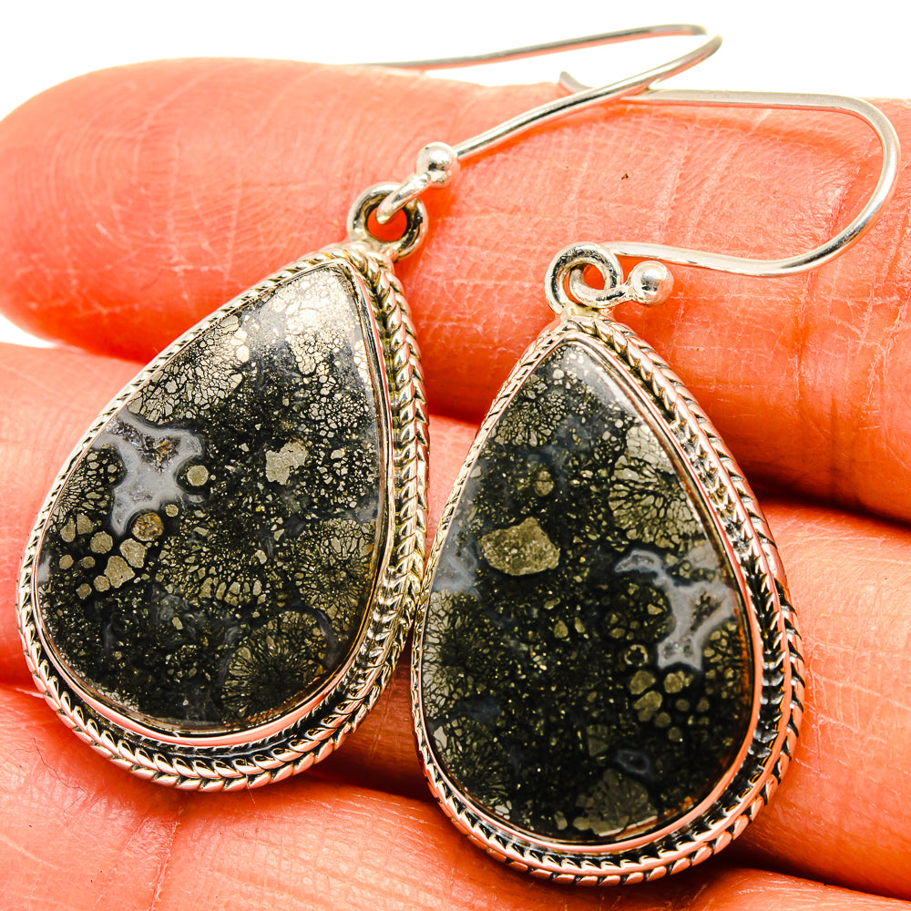 Pyrite Agate Earrings handcrafted by Ana Silver Co - EARR425531