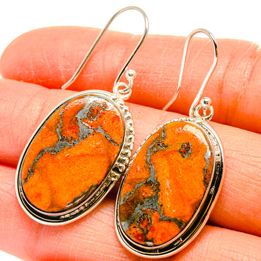 Orange Copper Composite Turquoise Earrings handcrafted by Ana Silver Co - EARR425534