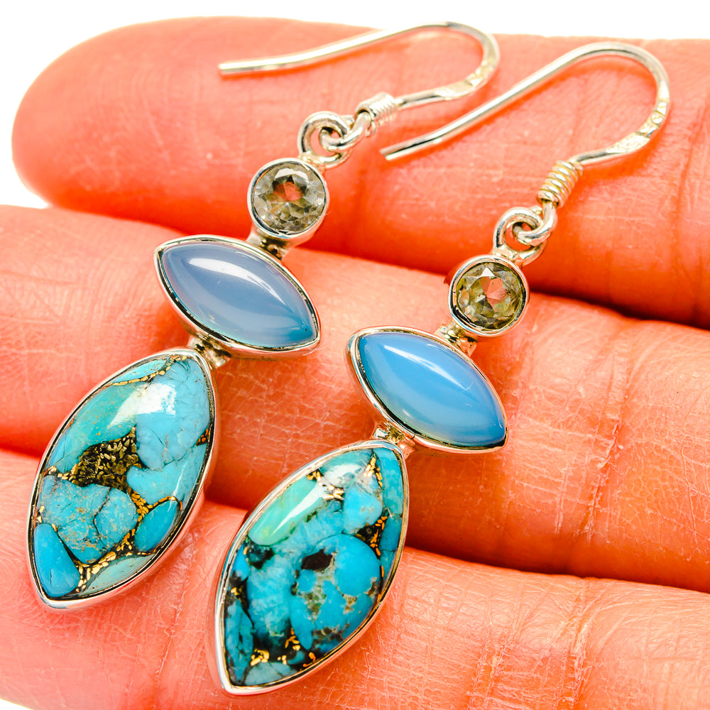 Blue Copper Composite Turquoise Earrings handcrafted by Ana Silver Co - EARR425548