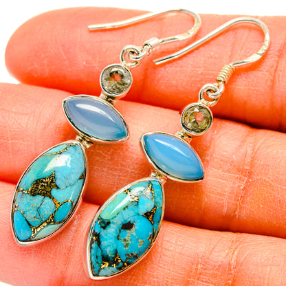 Blue Copper Composite Turquoise Earrings handcrafted by Ana Silver Co - EARR425548