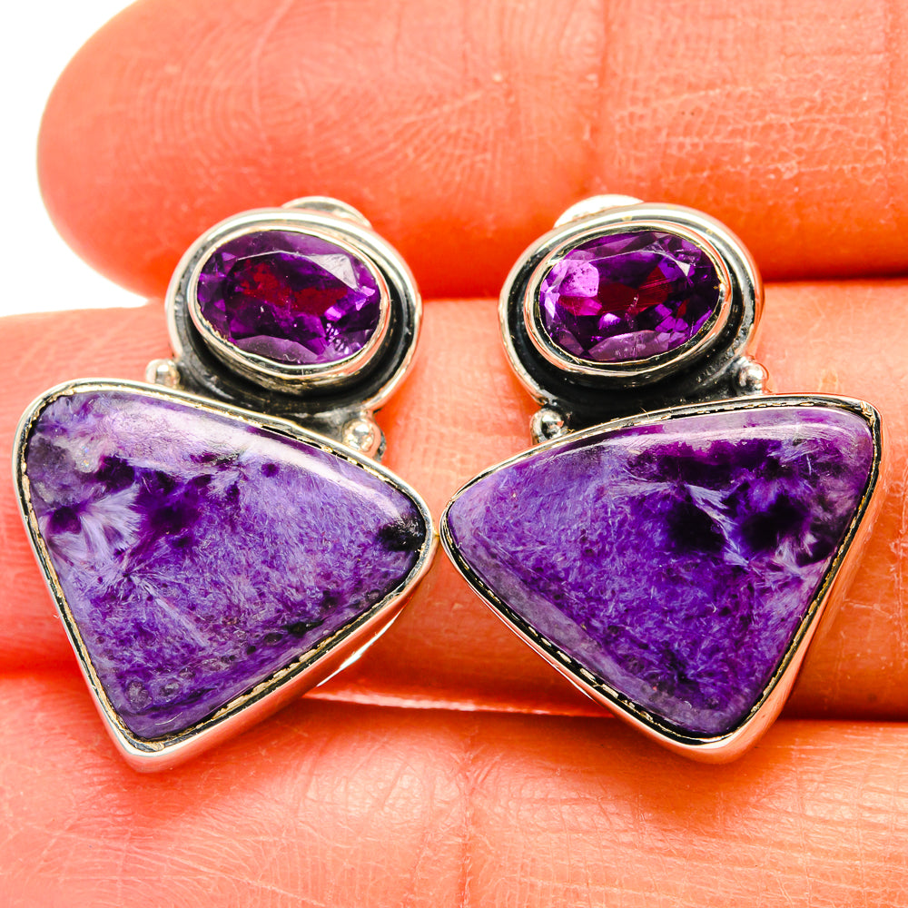 Charoite Earrings handcrafted by Ana Silver Co - EARR425549