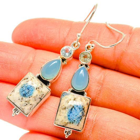 K2 Blue Azurite Earrings handcrafted by Ana Silver Co - EARR425555