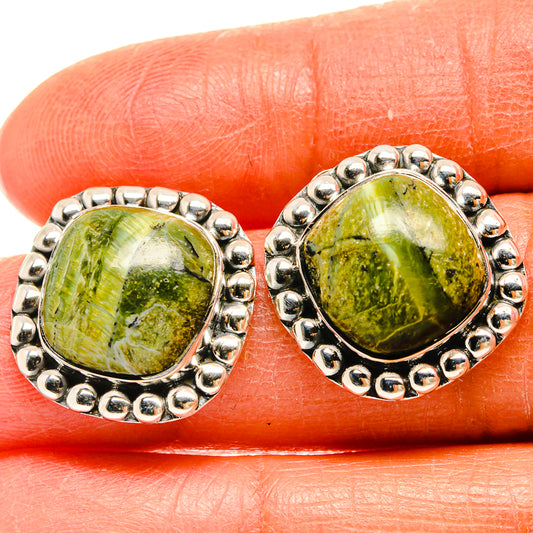 African Green Opal Earrings handcrafted by Ana Silver Co - EARR425559