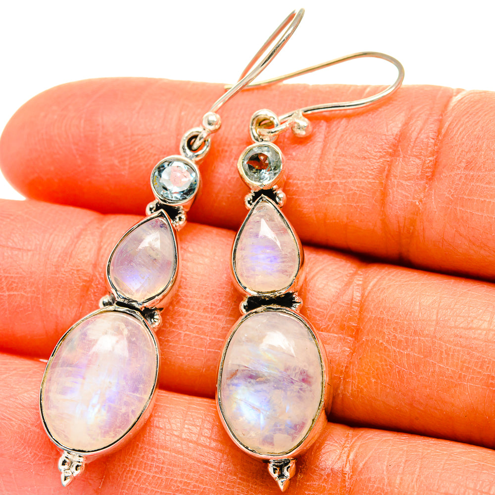 Rainbow Moonstone Earrings handcrafted by Ana Silver Co - EARR425569