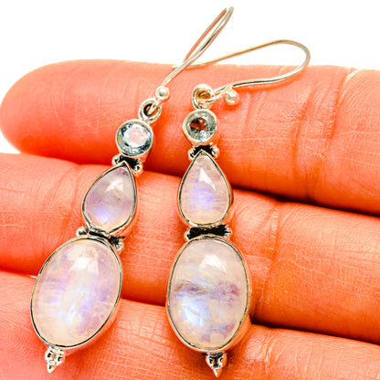 Rainbow Moonstone Earrings handcrafted by Ana Silver Co - EARR425569