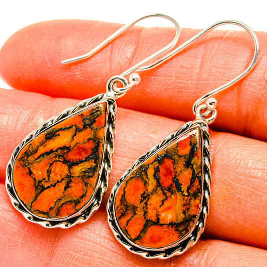 Orange Copper Composite Turquoise Earrings handcrafted by Ana Silver Co - EARR425572