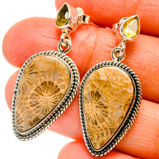 Fossil Coral Earrings handcrafted by Ana Silver Co - EARR425575
